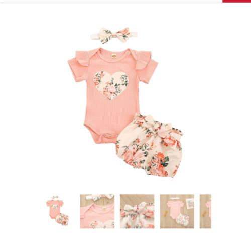 BIG HEART Summer Outfit with Headband - Hazel & Bo
