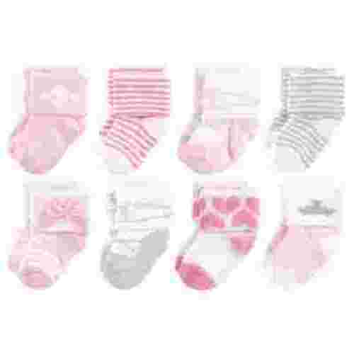 Hudson Baby Infant Girl Cotton Rich Newborn and Terry Socks, Royal, 0-6 Months