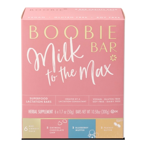 Boobie Superfood Breastfeeding Bars Supporting a Healthy Milk Supply, Variety Pack, (1.7 Ounce Bar, 6 Count)