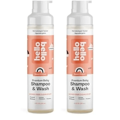 Hello Bello Extra Gentle Shampoo and Body Wash, Hypoallergenic and Pediatrician Tested Formula for Babies and Kids, Sweet Cream Scent, 10 FL Oz (2 Pack)