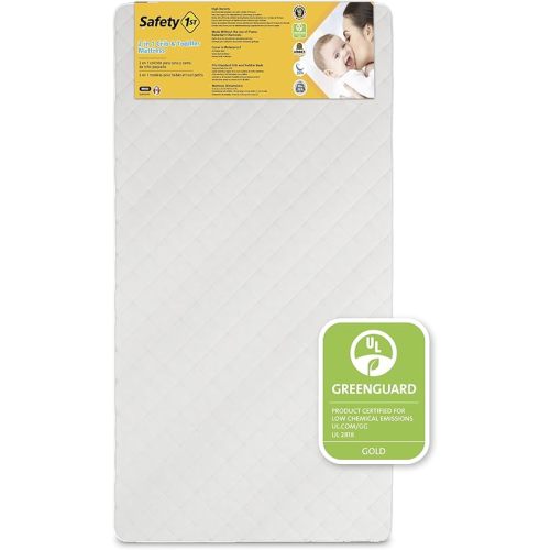 Safety 1st Polypropylene Vinyl Cover Heavenly Dreams Deluxe Dual 2-in-1 Baby Crib and Toddler Mattress, Waterproof and Stain Resistant Cover,Firm, White