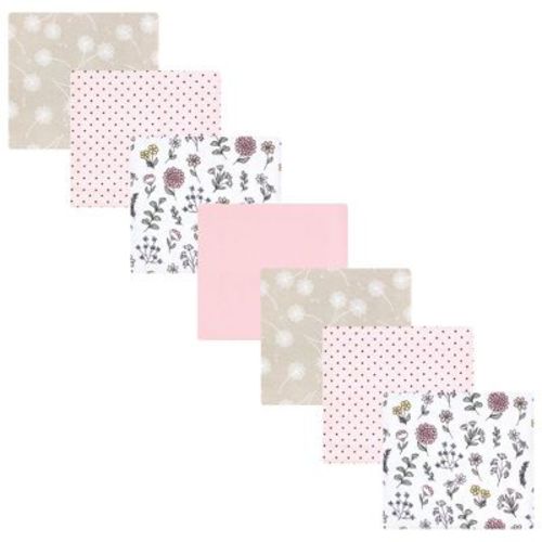 Little Treasure Hudson Baby Girls Cotton Poly Flannel Receiving Blankets Multipack, Pink Dandelion Wish, 30x30 Inches