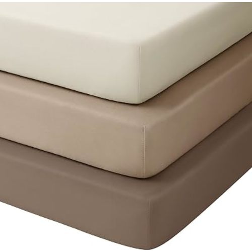 Baby Crib Sheets 3 Pack, Snug Fit Fitted Crib Sheet for Boys Girls, Super Soft Toddler Bed Sheet, Neutral Stretchy Baby Sheet, Breathable & Wrinkle-Resistant, 28x52x8in, Beige Gradient Brown