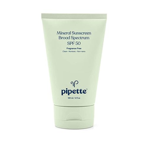 Pipette Mineral Sunscreen - SPF 50 Broad Spectrum Baby Sunblock with Non-Nano Zinc, UVB/UVA Non-Toxic Sun Protection for Kids & Sensitive Skin, 4 fl oz - 4 Fl Oz (Pack of 1)