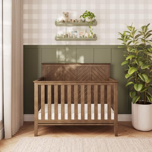 Child Craft Atwood 4-in-1 Convertible Baby Crib, Wooden Nursery Furniture Converts to Daybed, Toddler Bed and Full-Size Bed, 3 Mattress Height Adjustments, Non-Toxic Baby Safe Finish, Cocoa Bean Brown