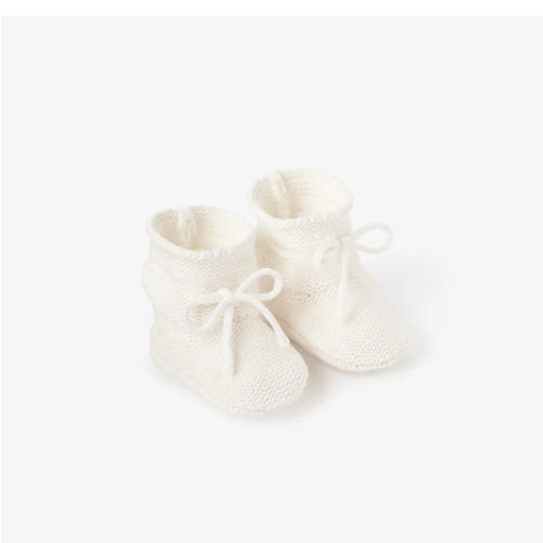 White Garter Knit Baby Booties – Elegant Baby