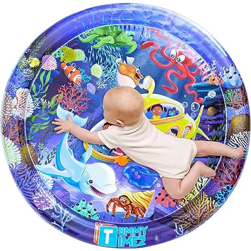 Premium Tummy Time Water Mat, Extra Large Multi-Stage Activity Center Promoting Baby Motor & Sensory Development, Inflatable Playmat Visual Stimulation Gift Infants Toddlers Boys Girls