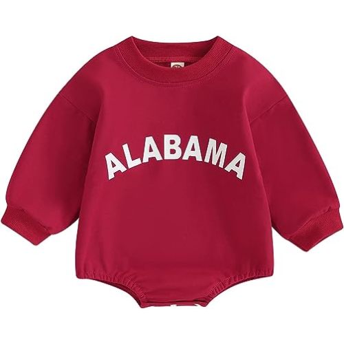Amiblvowa Baby Boy Girl Football Outfit Game Day Jumpsuit Infant Bubble Football Sweatshirt Romper Bodysuit Fall Clothes