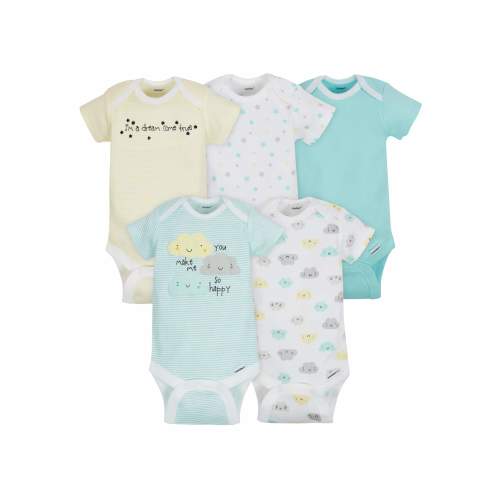 Gerber Baby Boy or Girl Gender Neutral Onesies Short Sleeve Bodysuits, 5-Pack