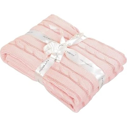 NTBAY 100% Pure Cotton Cable Knit Toddler Blanket, Super Soft Warm Breathable 30x40 Baby Blanket for Crib, Stroller, Nursery, Travel, Newborn, 30x40 Inches, Ivory