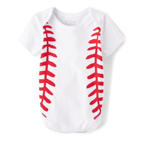 Baby Baseball Graphic Bodysuit - White