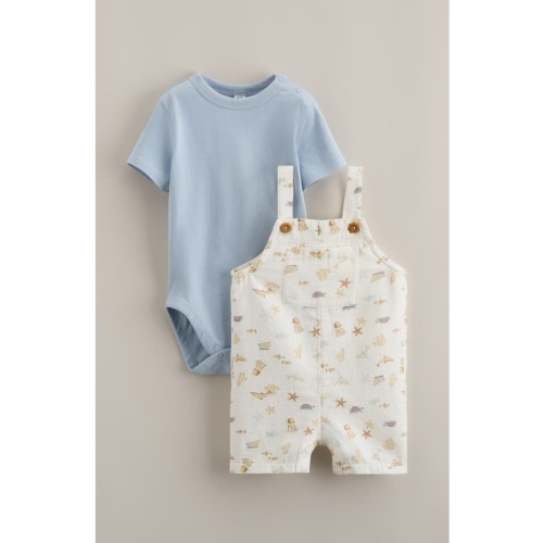 Cotton Bodysuit & Shortalls Set