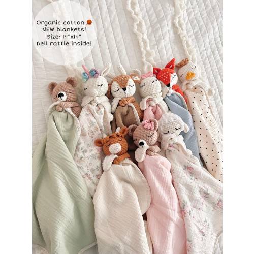 Baby Shower Gift, Baby Toy, Baby Blanket, Baby Lovey,Baby Rattle,Personalized Newborn Gift,Stuffed Animal Plushie,Embroidered Baby Comforter