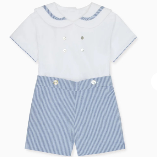 Dark Blue Stripe Antonio Baby Boy Set | La Coqueta Kids