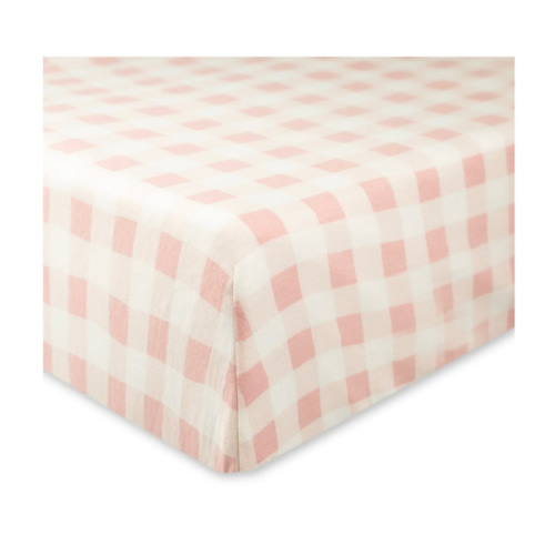 Organic Cotton Fitted Crib Sheet | Honest Baby - Pink buffalo check