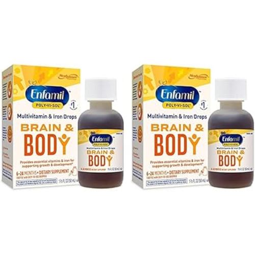 Enfamil Prenatals & Baby Vitamins Poly-Vi-Sol 8 Multi-Vitamins & Iron Supplement Drops for Infants & Toddlers, Supports Growth & Development, 50 mL Dropper Bottle (Pack of 2)