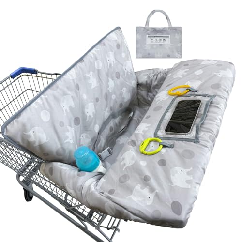 Basumee Shopping Cart Cover for Baby High Chair Covers for Restaurant Seat Grocery Cart Cover for Babies Girl Boy Cart Covers with Storage Pouch Baby Shopping Cart Cover, Gray