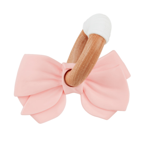 Pink Bow Silicone Ring Teether