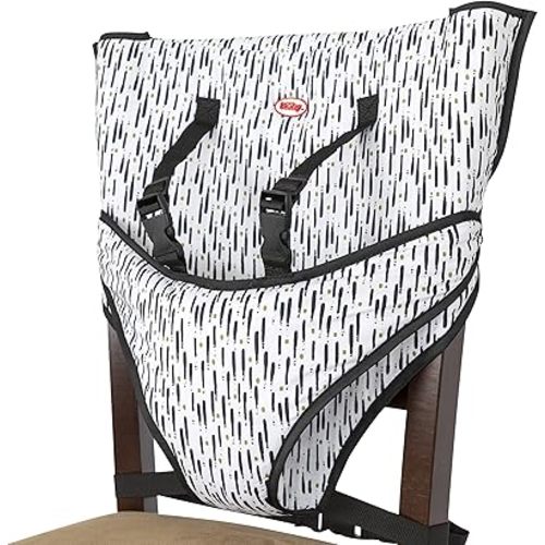 Nuby On The Go Toddler Portable Travel Chair for Babies and Toddlers - 5 Point Safety Adjustable Straps - 6+ Months - Folds into a Storage Bag, Brush Strokes