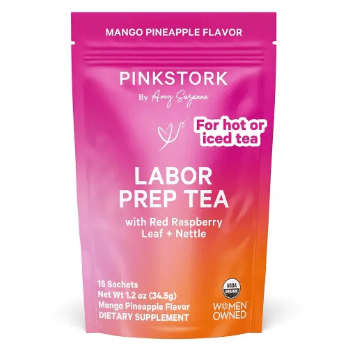 Pink Stork Organic Red Raspberry Leaf Labor Prep Tea - Mango-Pineapple with Nettle, and Moringa - Third Trimester Pregnancy Tea - Labor and Delivery Essentials for Women, 30 Cups