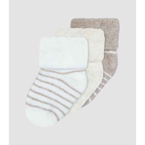 Baby Cotton Blend Terry Turn Top Socks 3 Pack - Underworks - Neutral | Target Australia