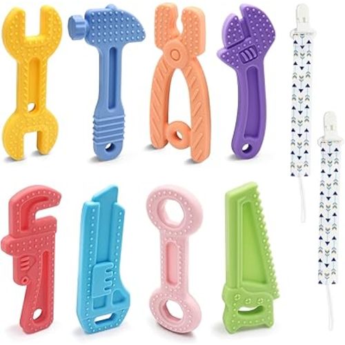 Baby Teething Toys, Silicone Teethers for Babies 0-6 Months 6-12 Months Newborn Babies Chew Toys BPA Free Cute Saw Set - 10 Pack
