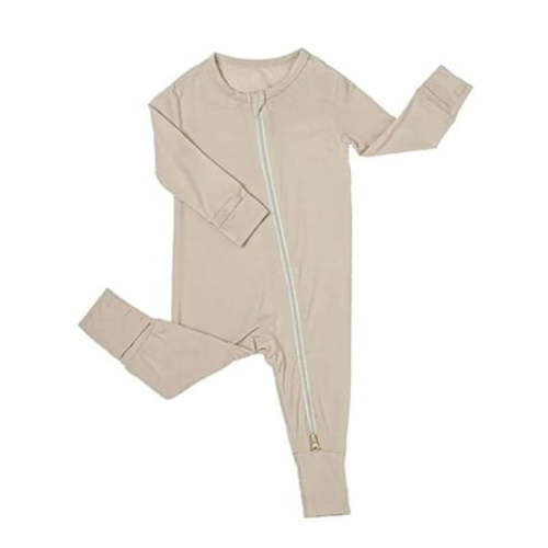 SXIMEE Unisex Baby Bamboo Viscose Pajamas with Mitten Cuffs Boys Girls 2 Way Zip Long Sleeve Sleepers