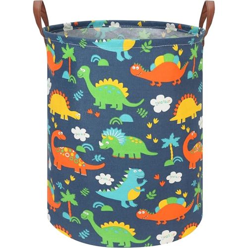 FXOLCSHE Dinosaur hamper for Kids,Dinosaur toy storage box,Waterproof folding laundry basket,Baby Toy Organizer,Nursery laundry basket,dinosaur room decor for boy,Shelf Book Basket(Forest Dinosaur)