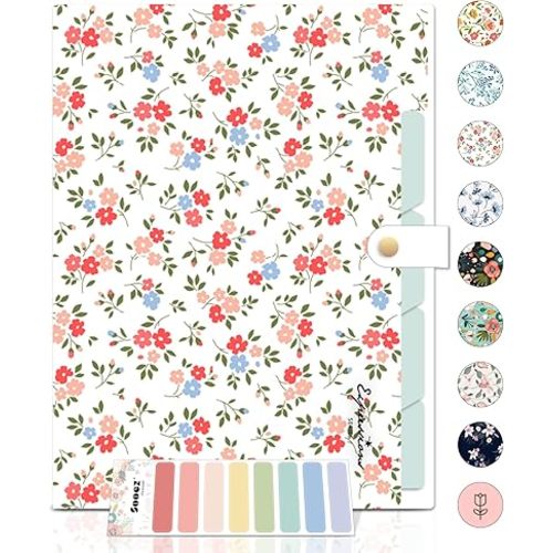 Sooez File Folders Organizer, Folders with 5 Pockets, Folders for Documents w/Sticker, Accordion File Organizer, Paper Receipt Bill Filing Organizer, School College Office Travel Essentials Supplies
