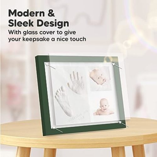 Baby Hand and Footprint Kit - Baby Footprint Kit - Baby Keepsake - Baby Shower Gifts for Mom - Baby Picture Frame for Baby Registry Boys,Girls (Hunter Green)