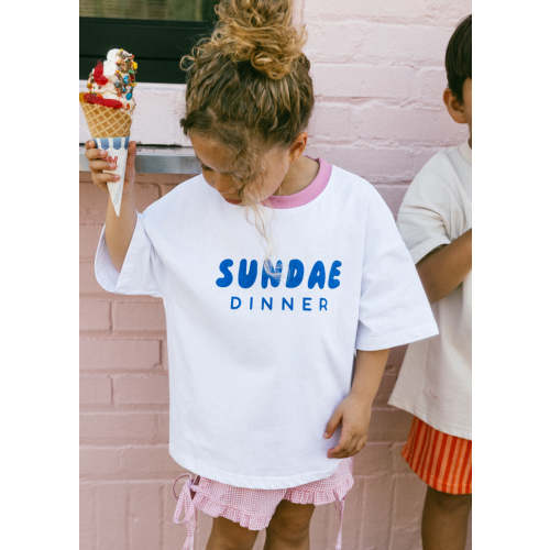 Oversized Graphic Tee- Sundae Dinner- Pink
