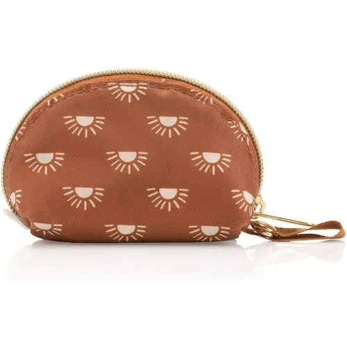 Itzy Ritzy Everything Storage Pouch; Small Zipper Pouch Holds 2 Pacifiers; Snap Handle Attaches to Diaper Bag, Stroller, Purse; Holds Earbuds, Chargers, Change or Disposable Bags (Terracotta Sunrise)