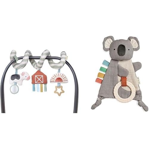 Itzy Ritzy Spiral Car Seat & Stroller Activity Toy - Stroller & Car Seat Toys & Bitzy Crinkle Sensory Toy Koala with Crinkle Sound for Babies & Toddlers - Features Soft Braided Teething Ring