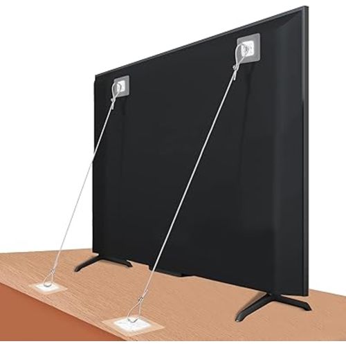 Adjustable 42" TV Safety Straps (2 Pack+4 Spare Adhesive Pad),No-Drill Adhesive Anti-Tip Furniture Anchors Kit for Baby Proofing,Secure Flat Screens Fix to Wall,Cabinet,Dresser,Stand Or Desk