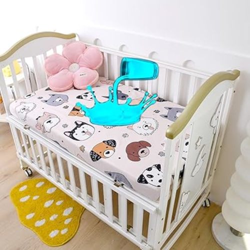 Soft Printed Crib Sheet for Boys Girls,2 Pack TPU Waterproof Crib Mattress Sheet or Toddler Bed Sheet, Baby Fitted Crib Sheet (Cream(Waterroof))