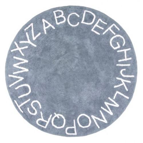 Nuloom Kids Washable Round Alphabet Rug, Color: Blue, Size: round 4'