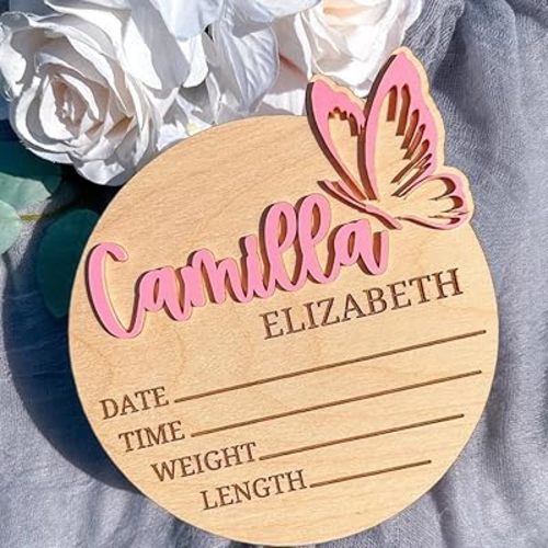 Personalized Wooden Baby Name Announcement Signs, Custom Baby Name Sign, Birth Announcement And Footprint Sign For Hospital, Baby Girl Or Boy, Welcome Signs, Baby Arrival Sign, Baby Shower Gifts /9