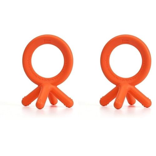 Comotomo Silicone Baby Teether, Orange (Pack of 2)