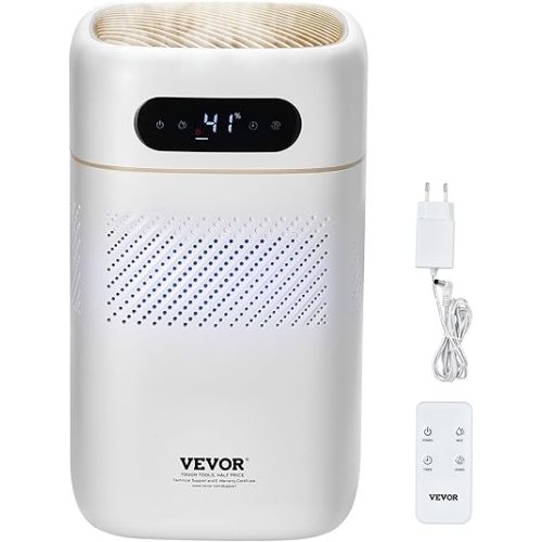 VEVOR Evaporative Humidifier for Whole House up to 538.2 sqft, 480 ml/h Smart Cool Moisture Humidifier and Air Purifier,3-Speeds & 1-12h Timer,Premium Filter Quiet Sleep Mode for Bedroom,5L(1.32G)