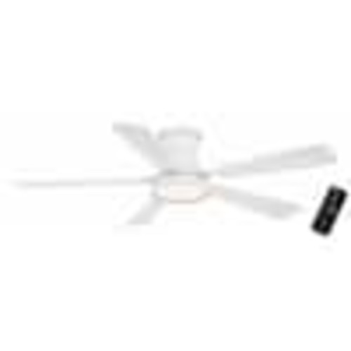 Hampton Bay Hawkspur 52 in. Indoor/Outdoor Matte White Low Profile Ceiling Fan with Adjustable White LED with Remote Included AK424-MWH