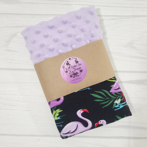 Purple flamingo baby lovey blanket. Flamingo baby shower gift. READY TO SHIP
