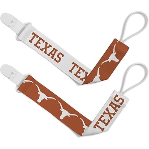 Baby Fanatic Officially Licensed Unisex Pacifier Clip 2-Pack - NCAA Texas Longhorns - Officially Licensed Baby Apparel