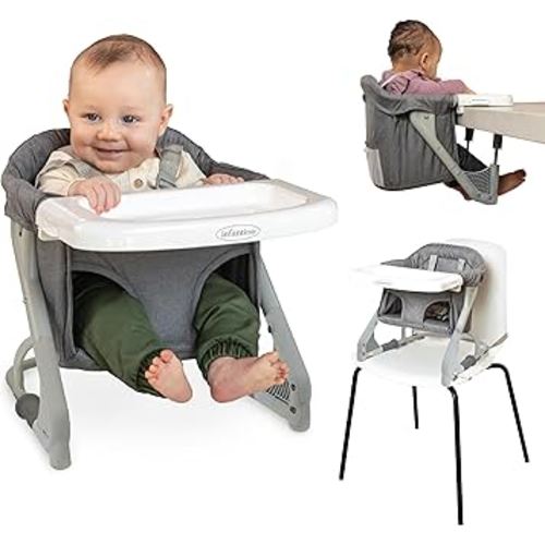 Infantino The Ultimate Travel Booster, Versatile and Travel-Friendly Booster, High Chair and Seat for On-The-Go Families, Gray