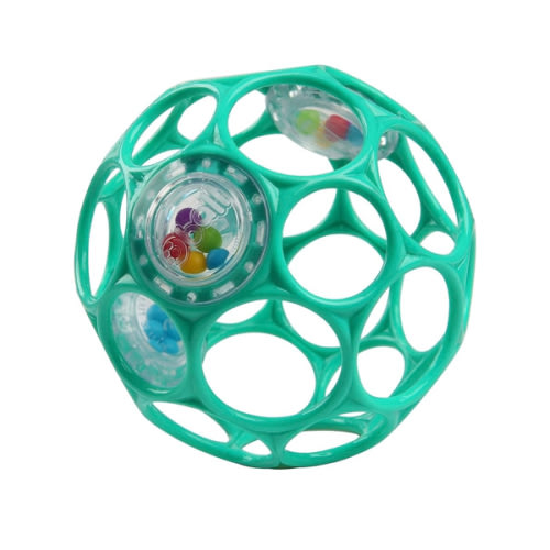 Bright Starts Oball Easy-Grasp Rattle BPA-Free Infant Toy in Teal, Age Newborn and up, 4 Inches