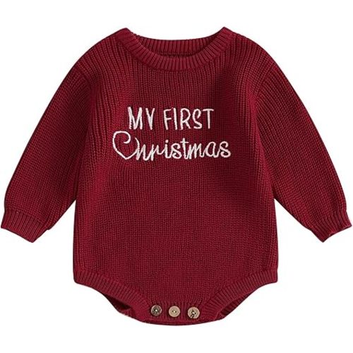 Adobabirl Baby Girl Boy Knitted Sweater Bubble Romper Long Sleeve Jumpsuit Festival Outfit Fall Winter Spring Clothes