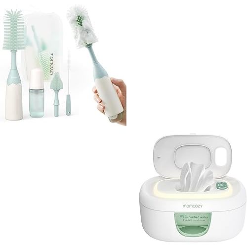Momcozy Bottle Brush Kit Green & Baby Wipe Warmer with Innovative Spring Design