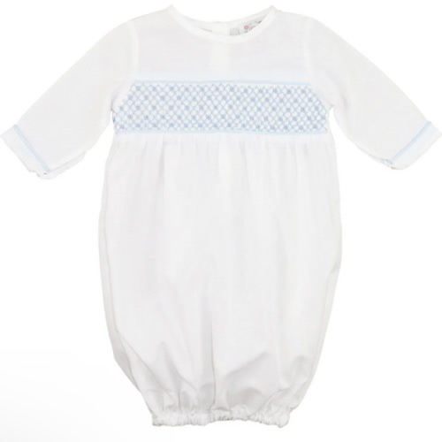 Blue Smocked Rosette Baby Gown – Cecil & Lou