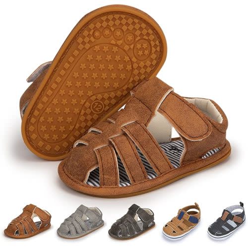 Meckior Baby Infant Boy Girl Sandals Newborn Non-Slip Soft Rubber Sole Sandals for Baby Boys Open-Toe Outdoor Casual Summer First Walkers Shoes