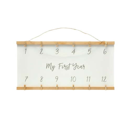 Pearhead Baby’s First Year Photo Frame, Baby Monthly Growth Milestone Collage Keepsake Frame, Wooden Clip Gender-Neutral Baby Girl or Baby Boy Nursery Decor Accessory