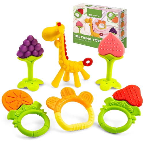 Sperric Baby Teething Toys, Hand Teeth Chewy, 6-Pack Silicone Teethers for Babies 6-12 Months